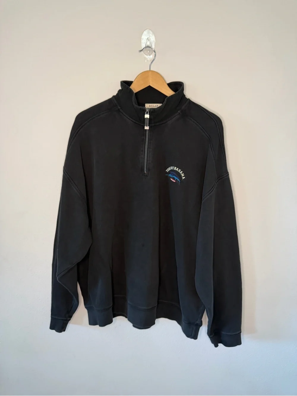 Tommy Bahama Relax 1/4 Zip Sweatshirt Black XXL 100% Cotton